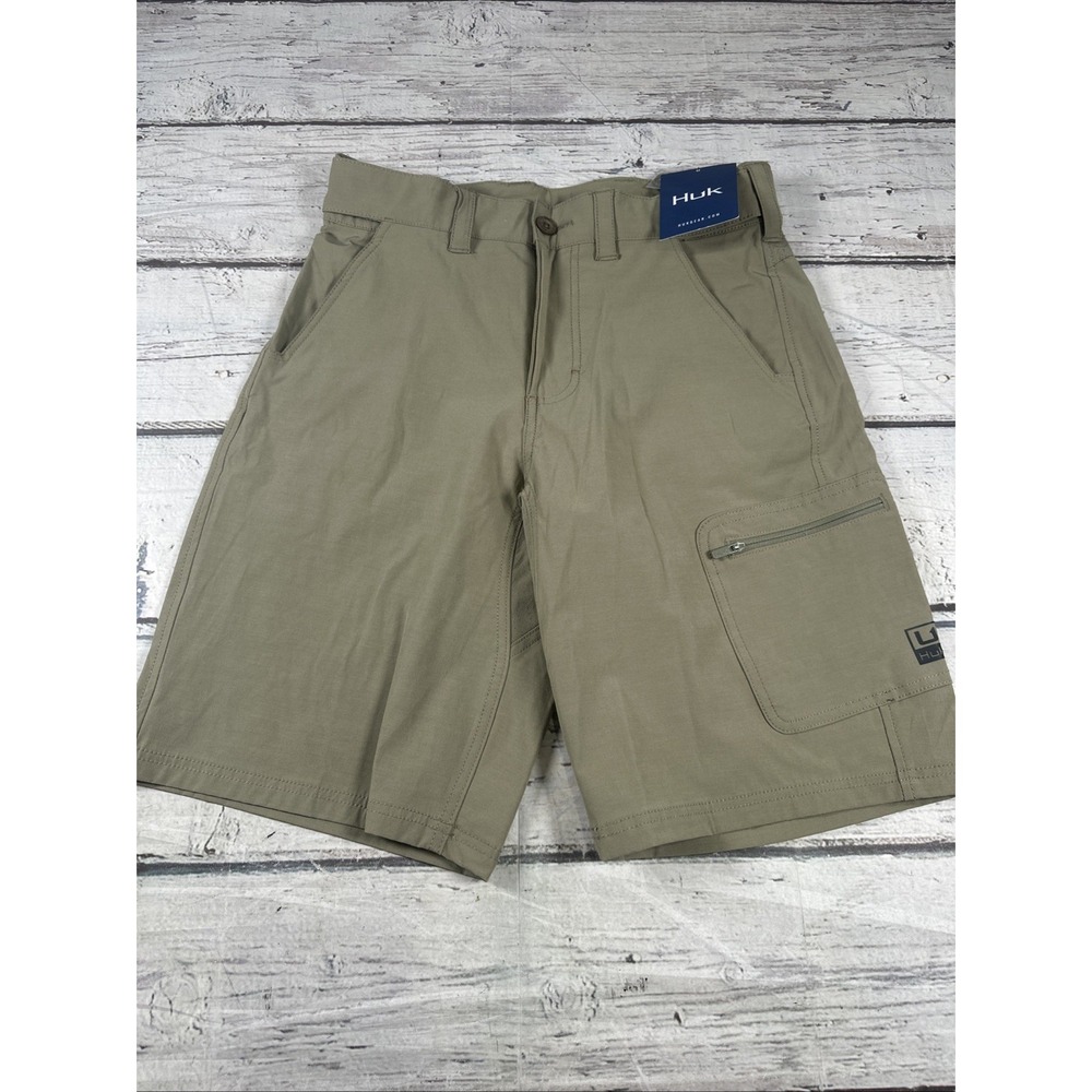 HUK Fishing Men's Small Next Level 10.5" Shorts Quick Dry Khaki Beige MSRP $65